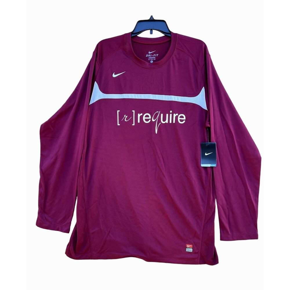 Nike - Men's Dri-Fit Long Sleeve T-Shirt - Burgundy - Extra Large